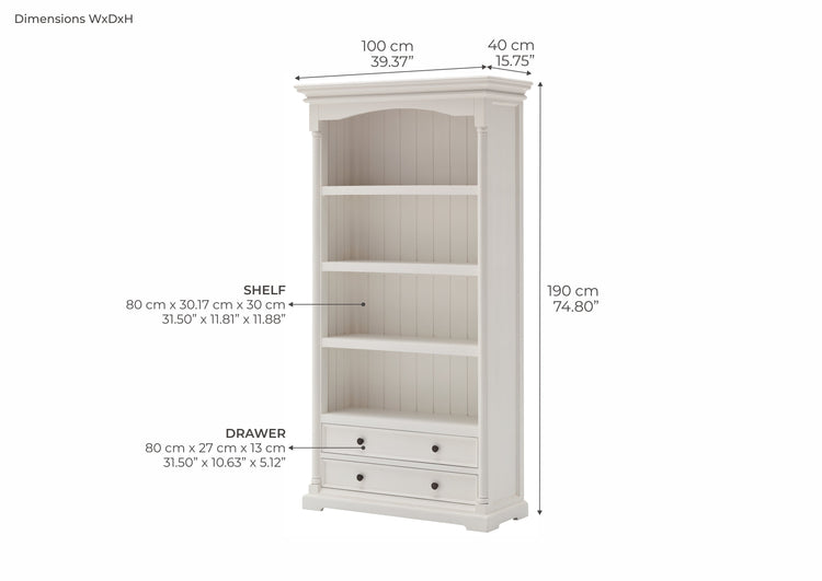 Provence Bookcase - White | Marcottestyle