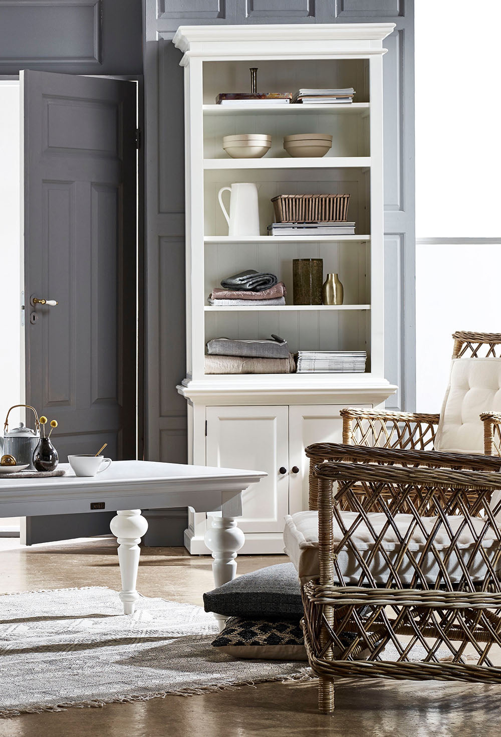 Halifax Slim Hutch Bookcase - White – lifestyle | Marcottestyle