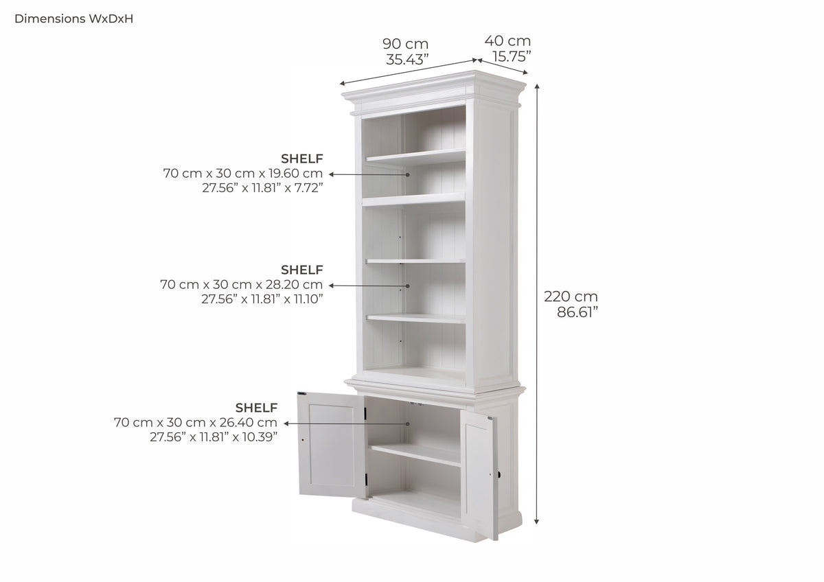 Halifax Slim Hutch Bookcase - White | Marcottestyle