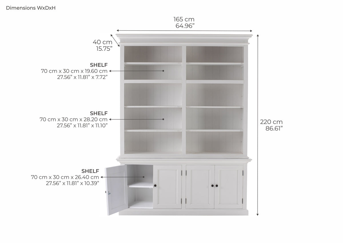 Halifax Medium Hutch Bookcase - White | Marcottestyle