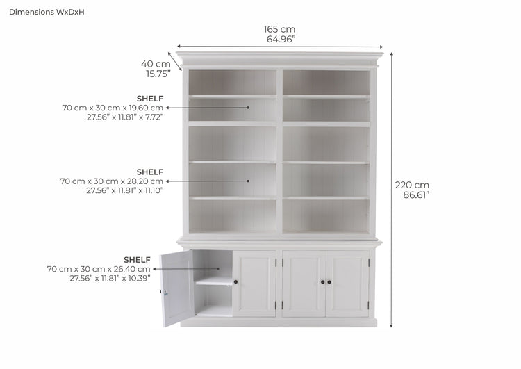 Halifax Medium Hutch Bookcase - White | Marcottestyle
