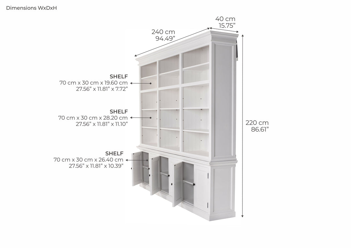 Halifax Large Hutch Bookcase - White | Marcottestyle