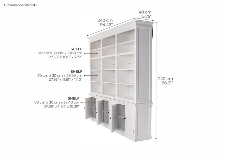 Halifax Large Hutch Bookcase - White | Marcottestyle