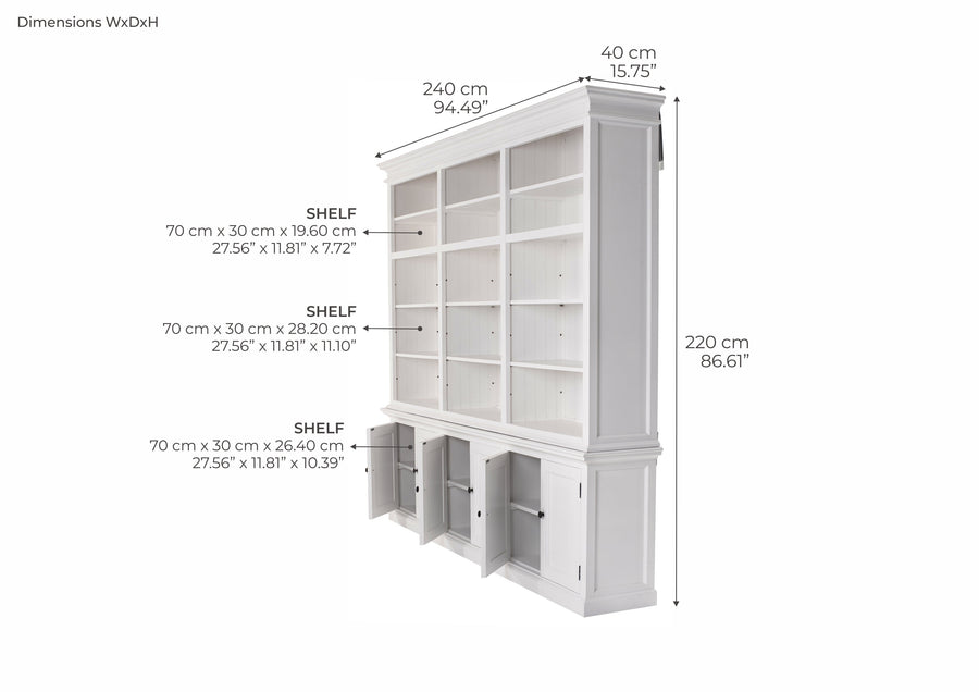 Halifax Large Hutch Bookcase - White | Marcottestyle