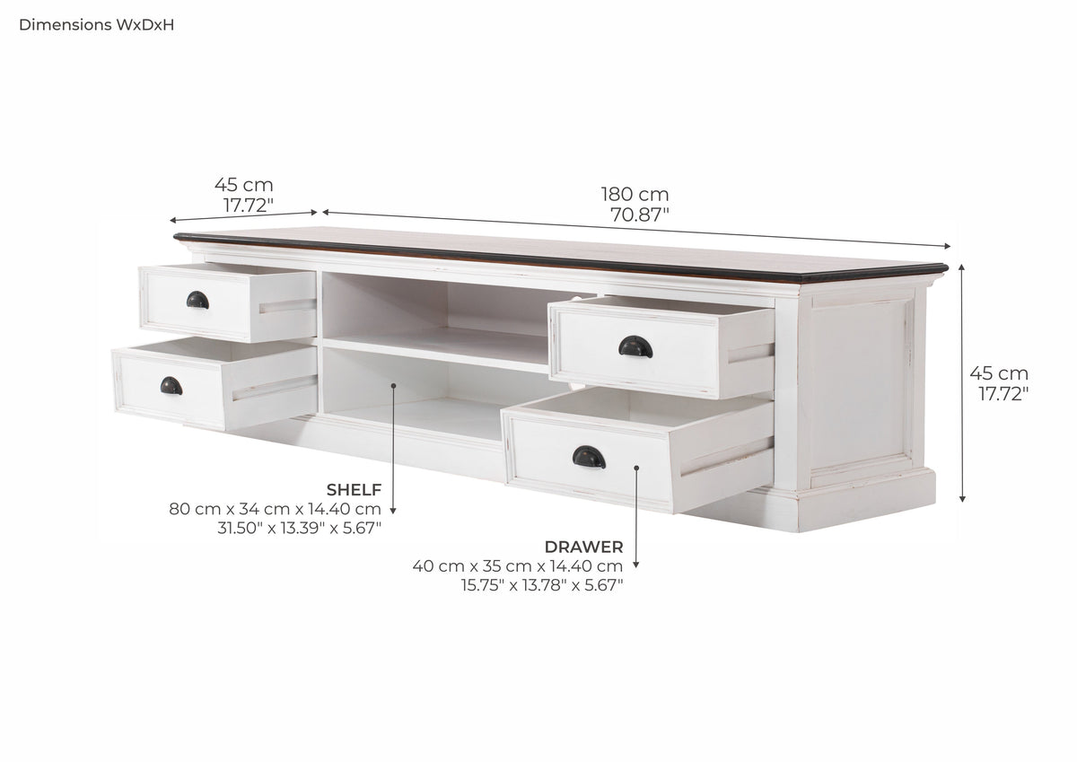 Halifax Accent Lowline ETU 180cm - Blanc With Brun Top | Marcottestyle