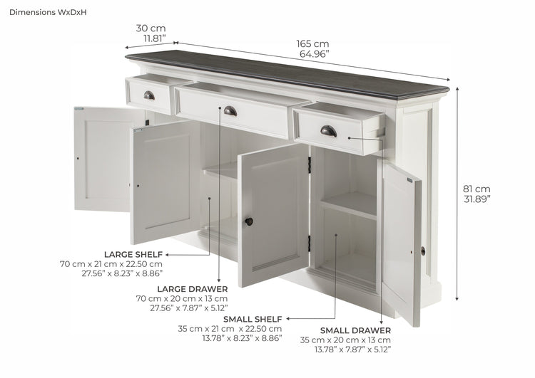 Halifax Contrast Buffet Console Table - Photo lifestyle | Marcottestyle
