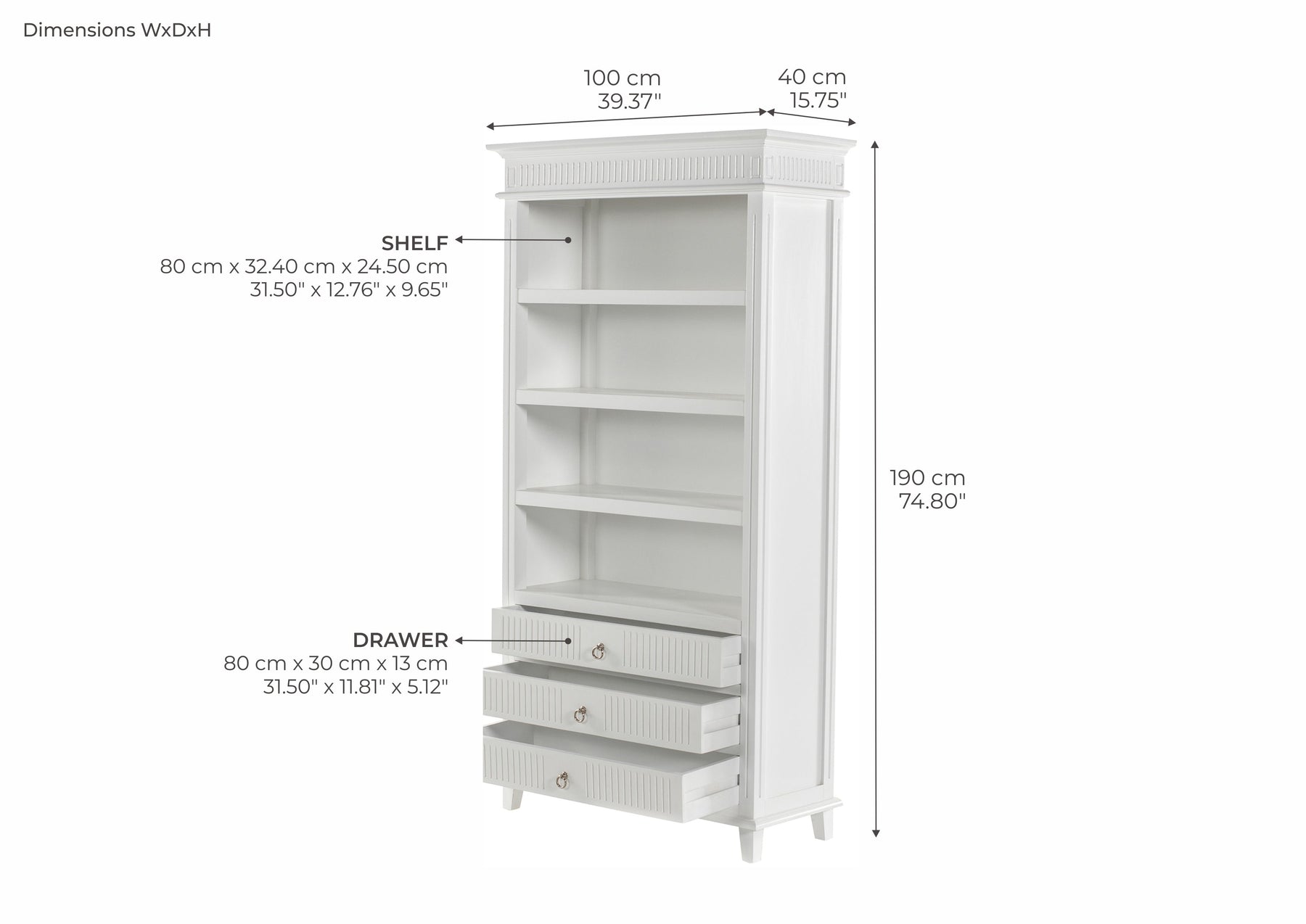 Skansen Bookcase with 3 Drawers - Lifestyle View | Marcottestyle