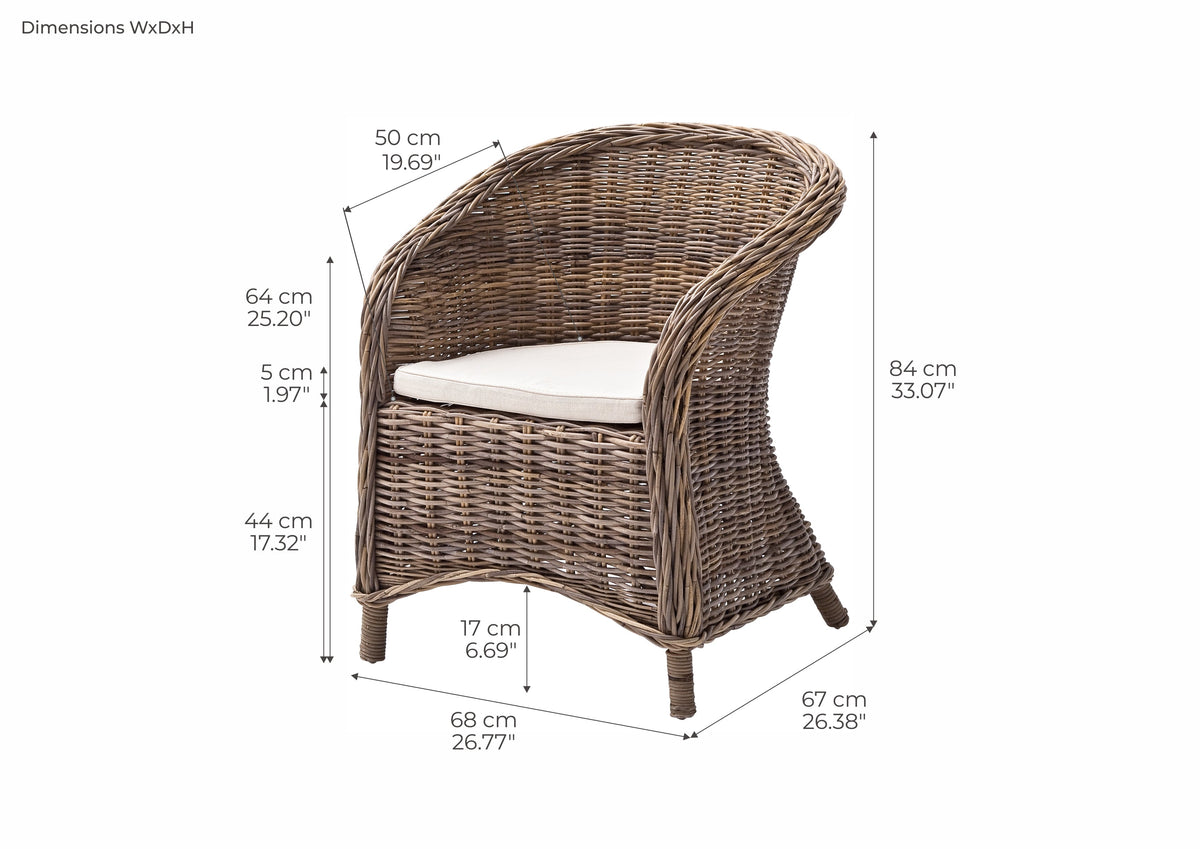 Bonsun Kubu Rattan Arm Chair | Marcottestyle
