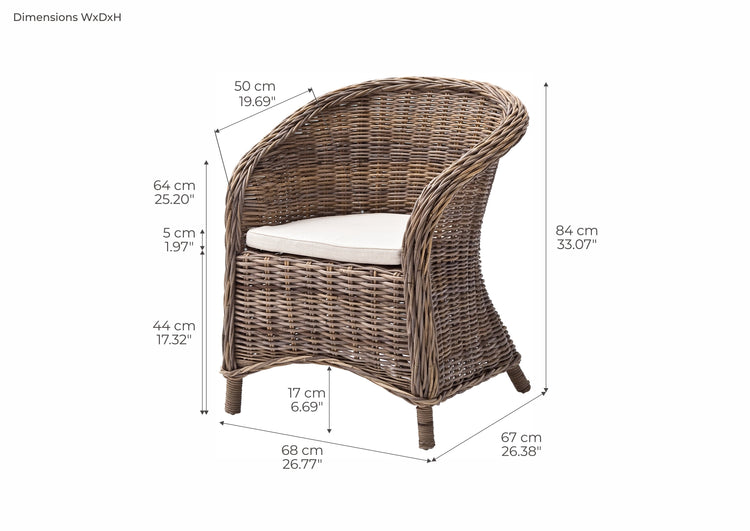 Bonsun Kubu Rattan Arm Chair | Marcottestyle