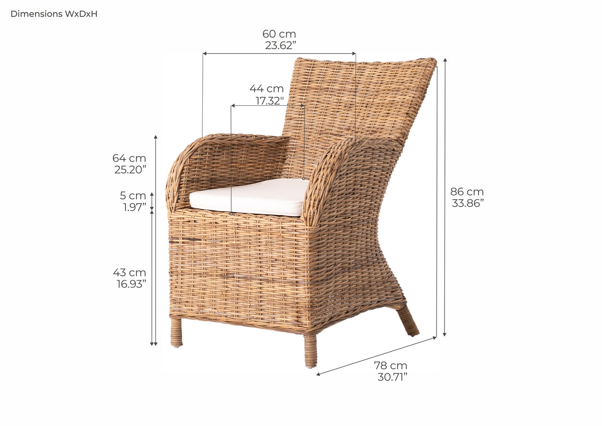 Rook Kubu Rattan Arm Chair | Marcottestyle