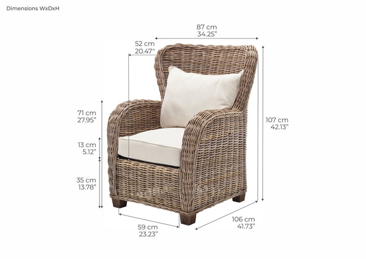 Queen Kubu Rattan Arm Chair | Marcottestyle