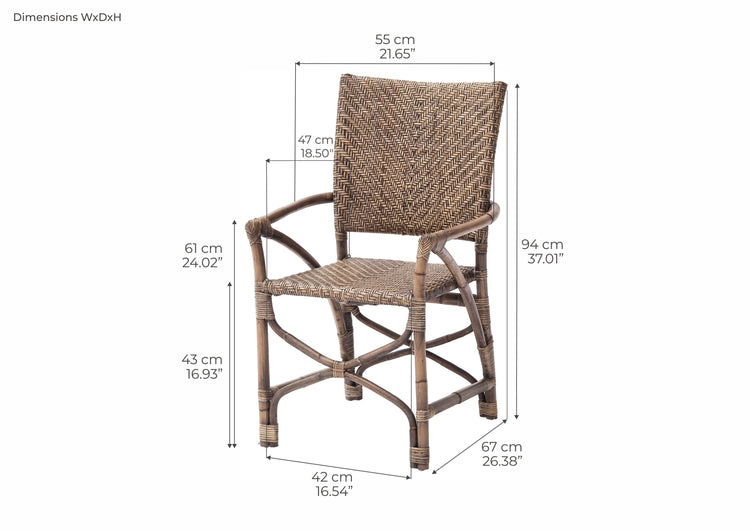 Countess Rattan Arm Chair | Marcottestyle