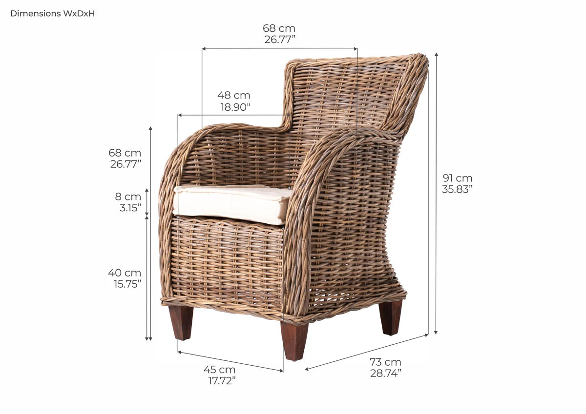Baron Kubu Rattan Arm Chair | Marcottestyle