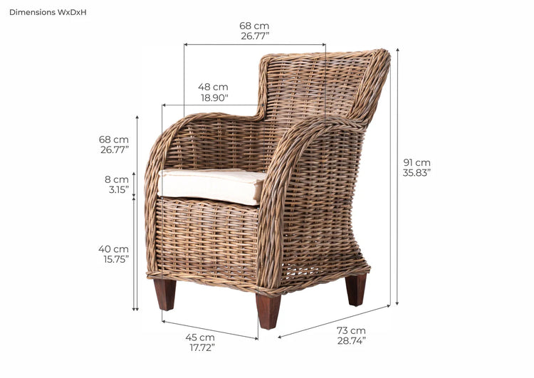 Baron Kubu Rattan Arm Chair | Marcottestyle