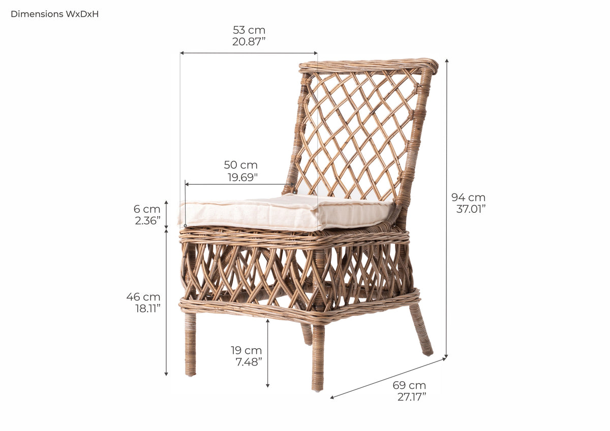 Marquis Kubu Rattan Dining Chair | Marcottestyle