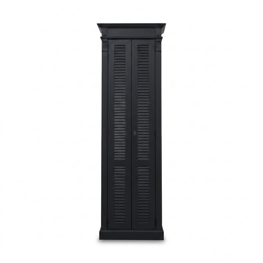 Cabinet Loudun in black, front view, 77 x 40 x 240 cm