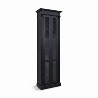 Cabinet Loudun in black, three-quarter view from the front left, 77 x 40 x 240 cm