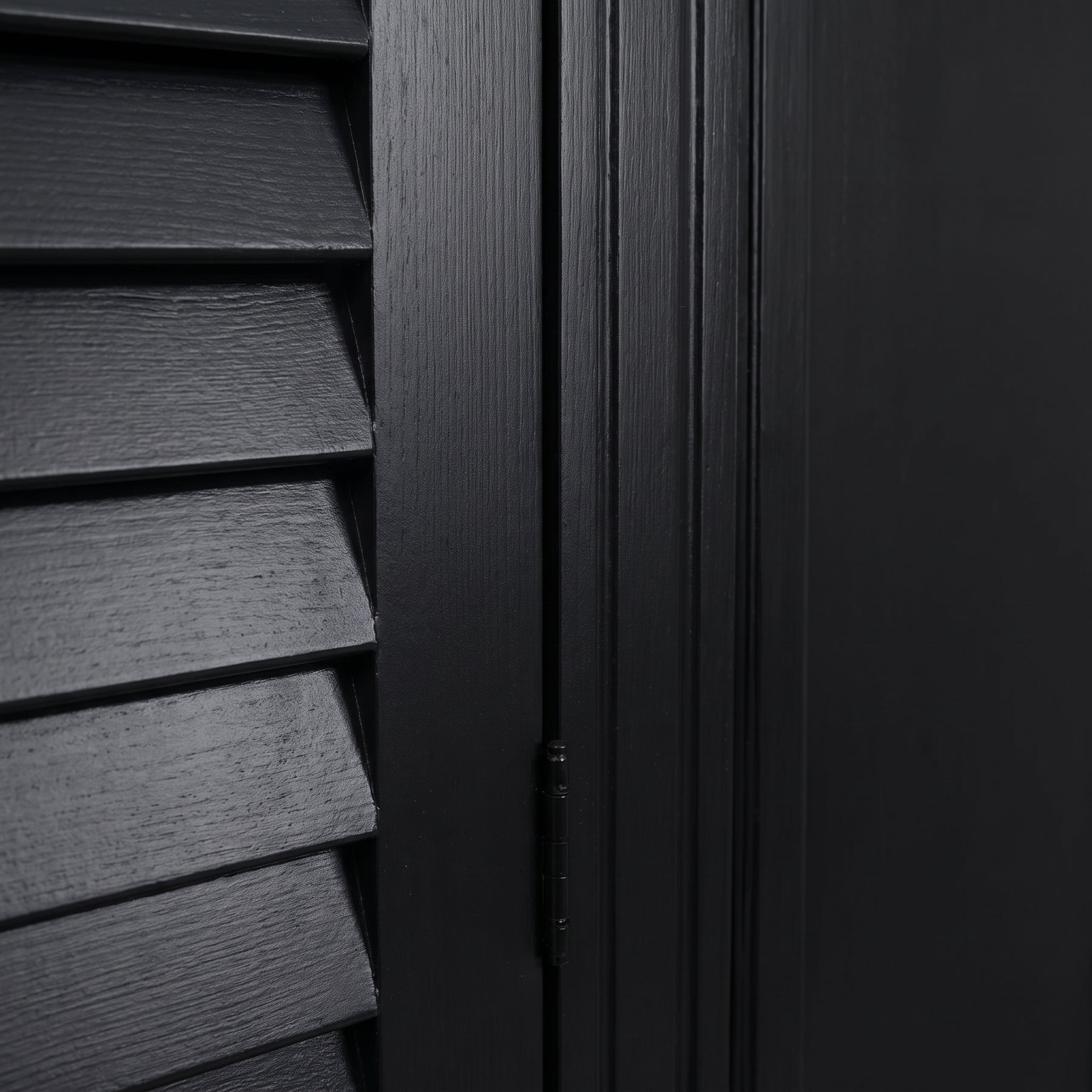 Cabinet Loudun in black, close-up of the finish and construction, 77 x 40 x 240 cm