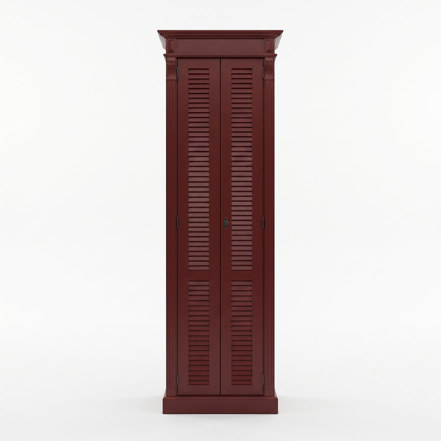Cabinet Loudun in bordeaux, front view, 77 x 40 x 240 cm
