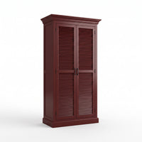 Cabinet Loudun in bordeaux, three-quarter view from the front left, 77 x 40 x 240 cm