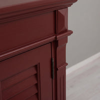 Cabinet Loudun in bordeaux, close-up of the finish and construction, 77 x 40 x 240 cm