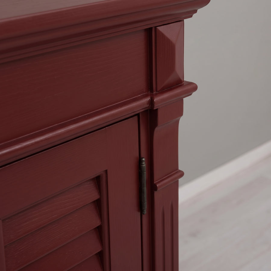 Cabinet Loudun in bordeaux, close-up of the finish and construction, 77 x 40 x 240 cm