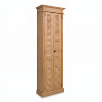 Cabinet Loudun in oak, three-quarter view from the front left, 77 x 40 x 240 cm