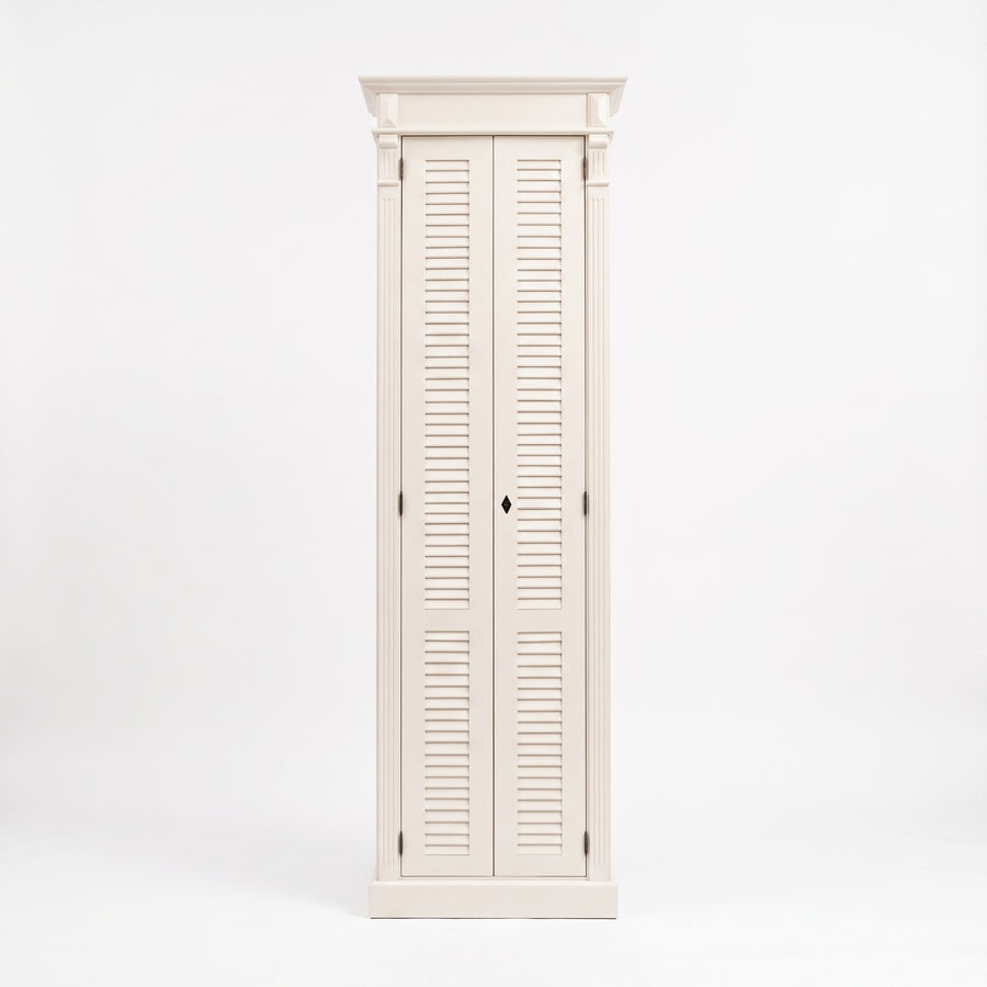 Cabinet Loudun in white, front view, 77 x 40 x 240 cm