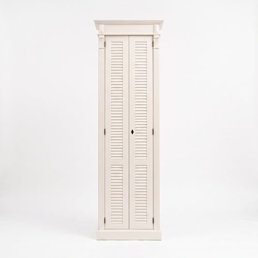 Cabinet Loudun in white, front view, 77 x 40 x 240 cm