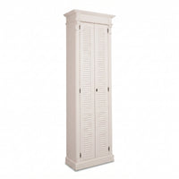Cabinet Loudun in white, three-quarter view from the front left, 77 x 40 x 240 cm