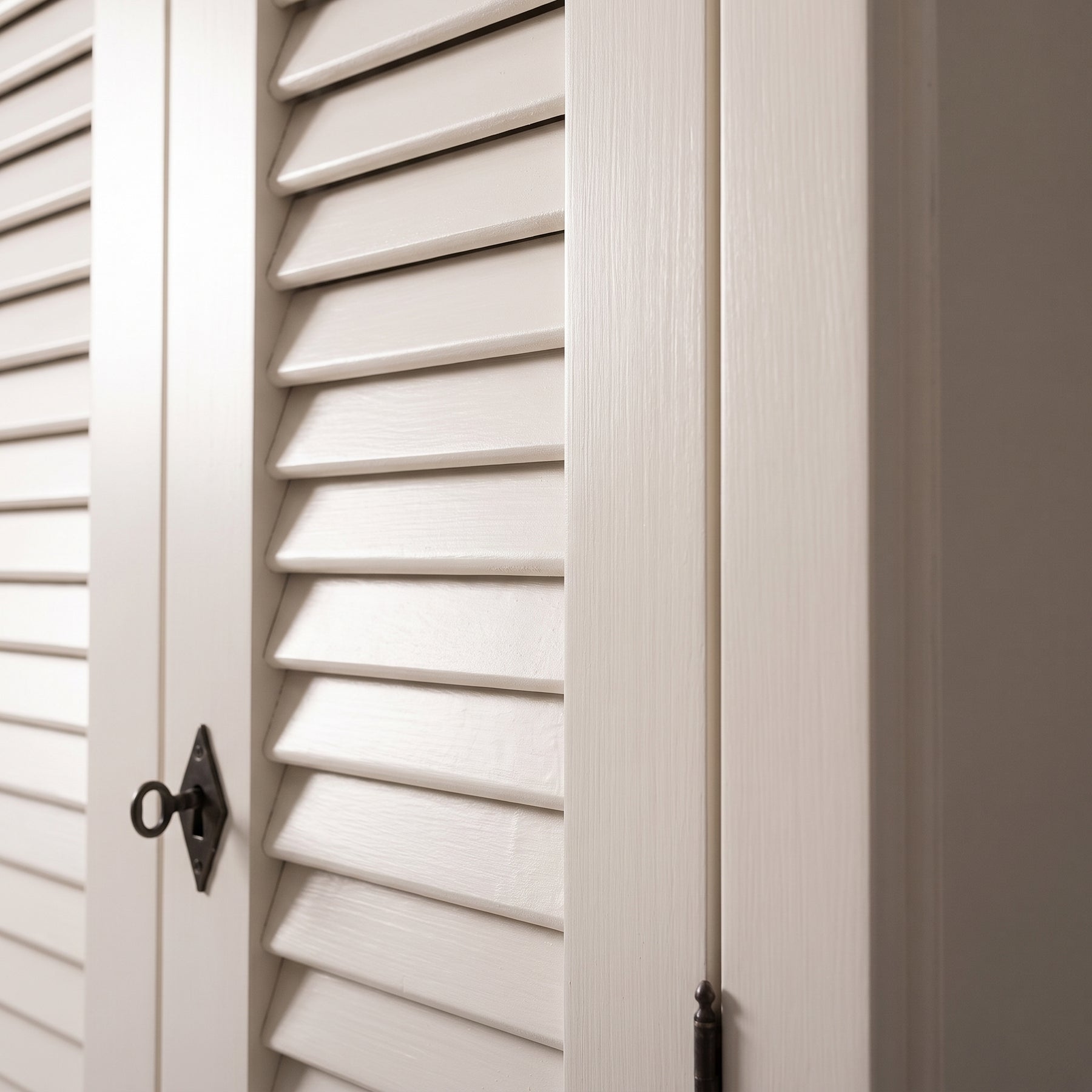 Cabinet Loudun in white, close-up of the finish and construction, 77 x 40 x 240 cm