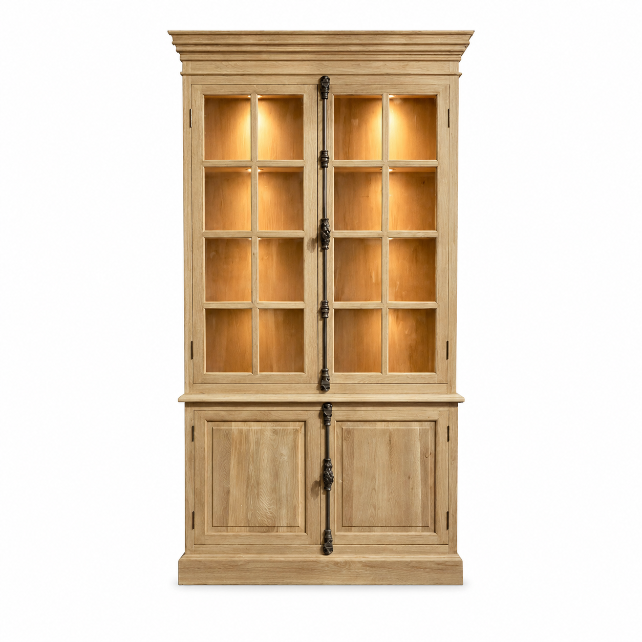 Schrank Villars - Massiv Eiche - Iron Handles - 130 x 50 x 230 cm