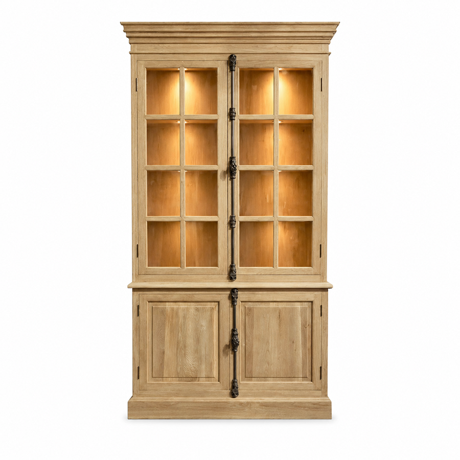 Schrank Villars - Massiv Eiche - Iron Handles - 130 x 50 x 230 cm