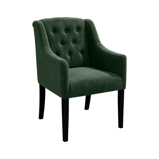 Chaise de salle à manger Canon - Alcantara Forest Vert - pieds noirs - corner view | Marcottestyle