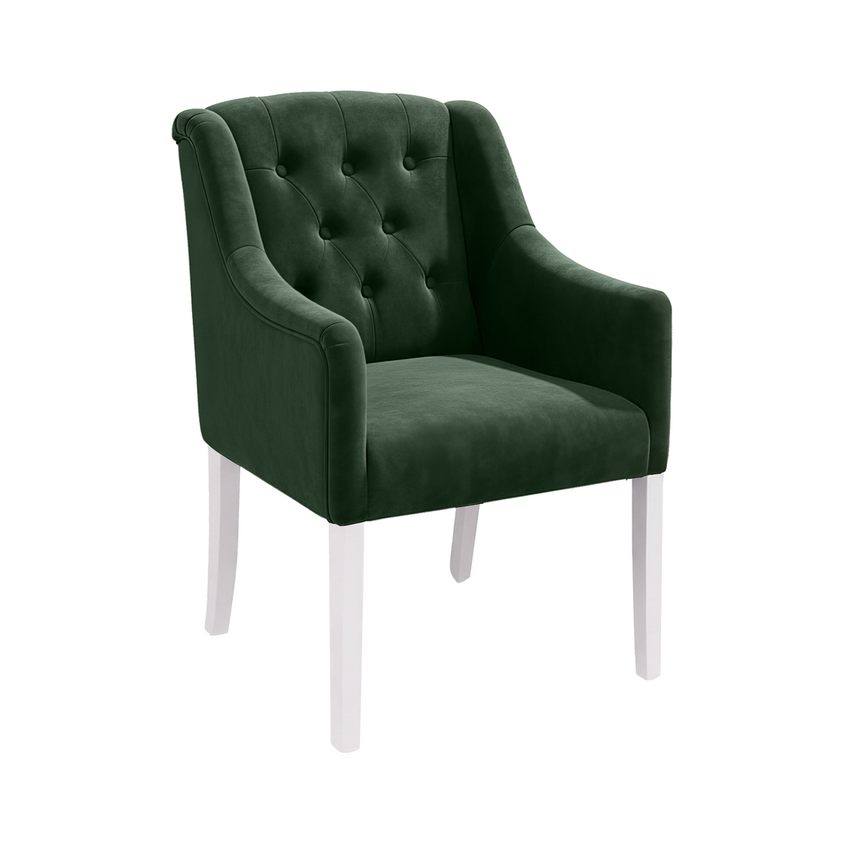 Dining Chair Canon – Alcantara Forest Green - White feet