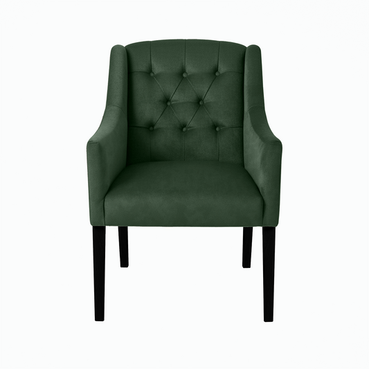 Chaise de salle à manger Canon - Alcantara Forest Vert - pieds noirs - front view | Marcottestyle