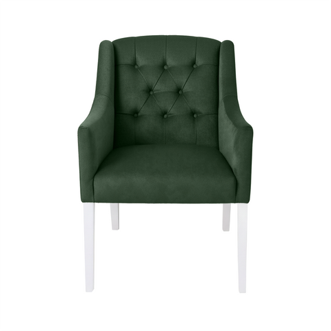 Dining Chair Canon – Alcantara Forest Green - White feet