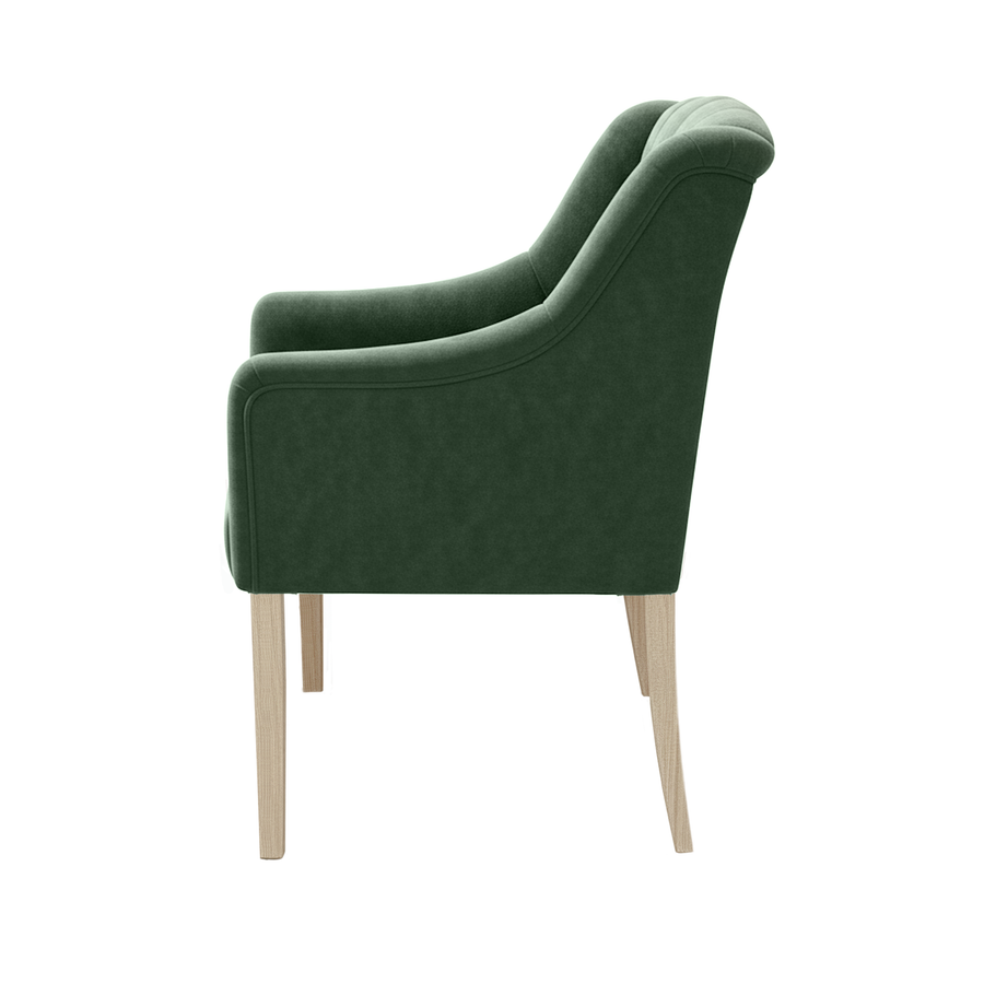 Chaise de salle à manger Canon - Alcantara Forest Vert - Chêne pieds