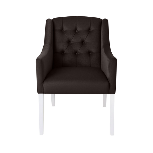 Chaise de salle à manger Canon - Alcantara Charcoal - pieds blancs | Marcottestyle