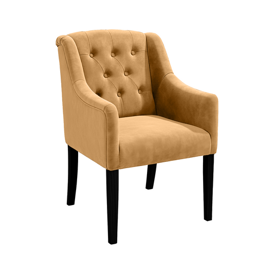 Chaise de salle à manger Canon - Alcantara Sand - pieds noirs - corner view | Marcottestyle