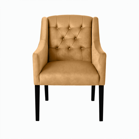 Chaise de salle à manger Canon - Alcantara Sand - pieds noirs - front view | Marcottestyle