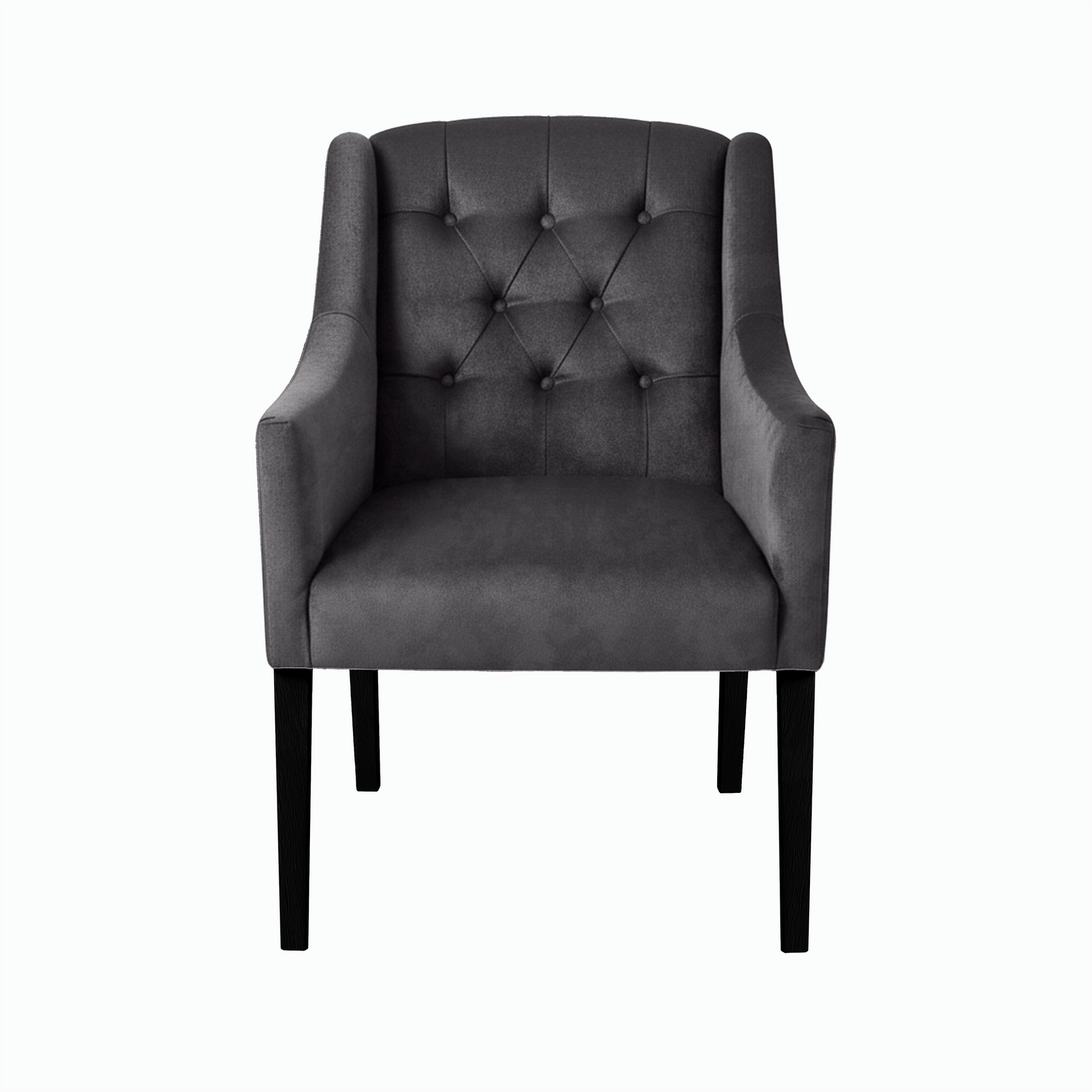 Esszimmerstuhl Canon - Alcantara Grey - Schwarze Füße - Vorderansicht | Marcottestyle