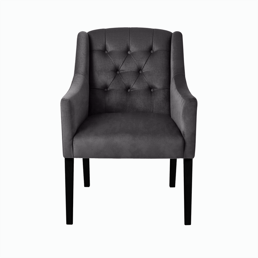 Esszimmerstuhl Canon - Alcantara Grey - Schwarze Füße - Vorderansicht | Marcottestyle