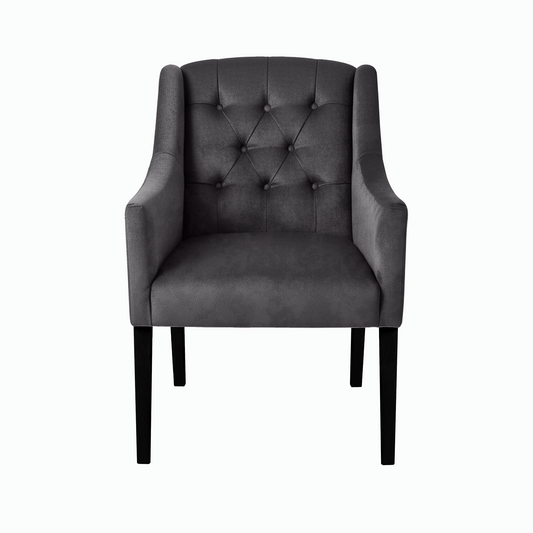 Chaise de salle à manger Canon - Alcantara Gris - pieds noirs - front view | Marcottestyle