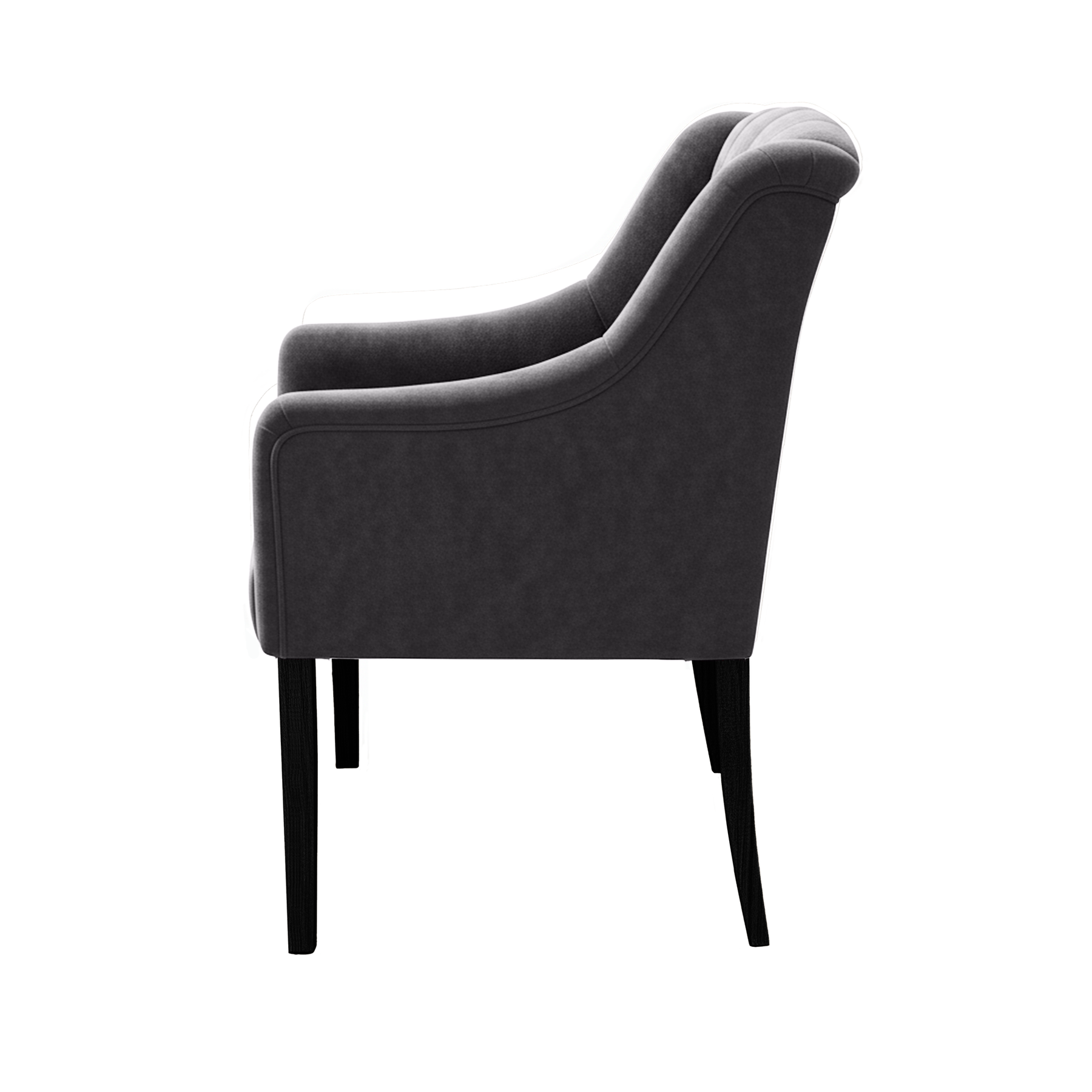 Esszimmerstuhl Canon - Alcantara Grey - Schwarze Füße - Seitenansicht | Marcottestyle