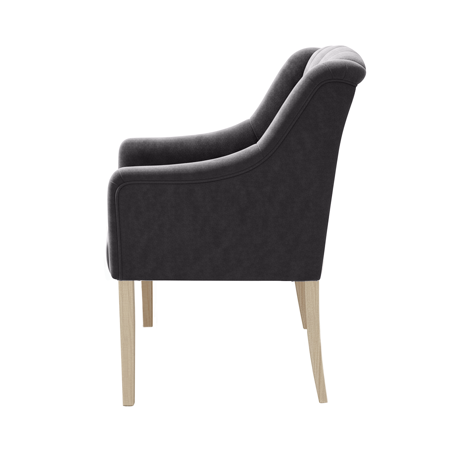 Esszimmerstuhl Canon - Alcantara Grey - Eichenfüße - Seitenansicht | Marcottestyle