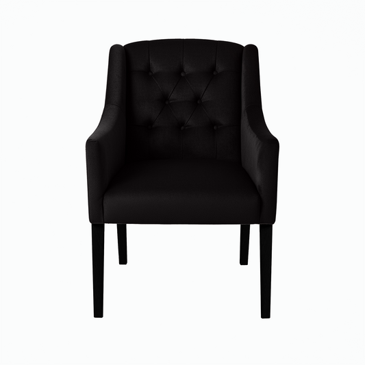 Chaise de salle à manger Canon - Alcantara Noir - pieds noirs - front view | Marcottestyle