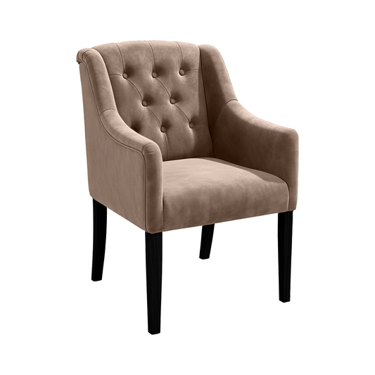 Chaise de salle à manger Canon - Alcantara Beige - pieds noirs - corner view | Marcottestyle
