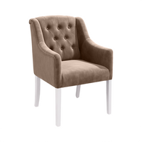 Esszimmerstuhl Canon - Alcantara Beige - Weiße Füße - Eckansicht | Marcottestyle