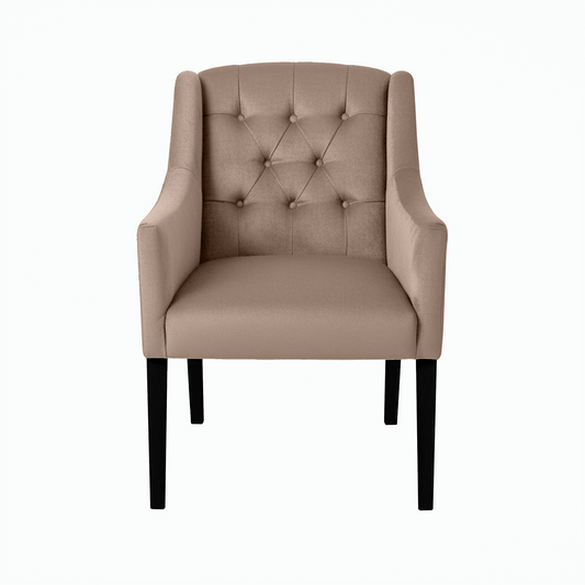 Chaise de salle à manger Canon - Alcantara Beige - pieds noirs - front view | Marcottestyle
